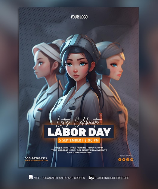 PSD TEMPLATE Labor Day social media post Feed Flyer Banner