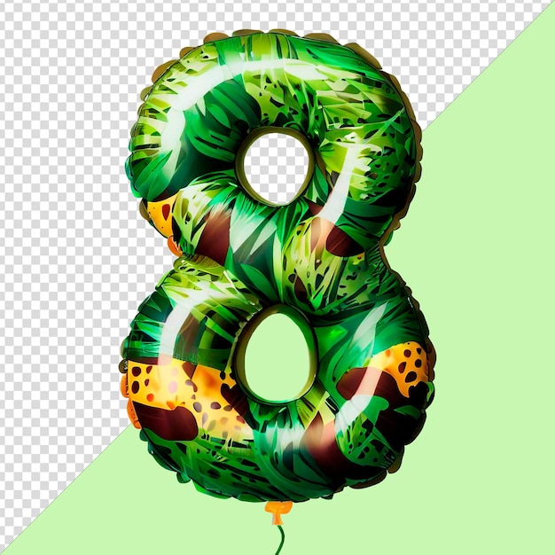 Psd template number eight made of jungle textured balloon