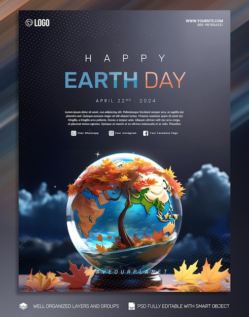 PSD psd template poster and flyer earth day social media post