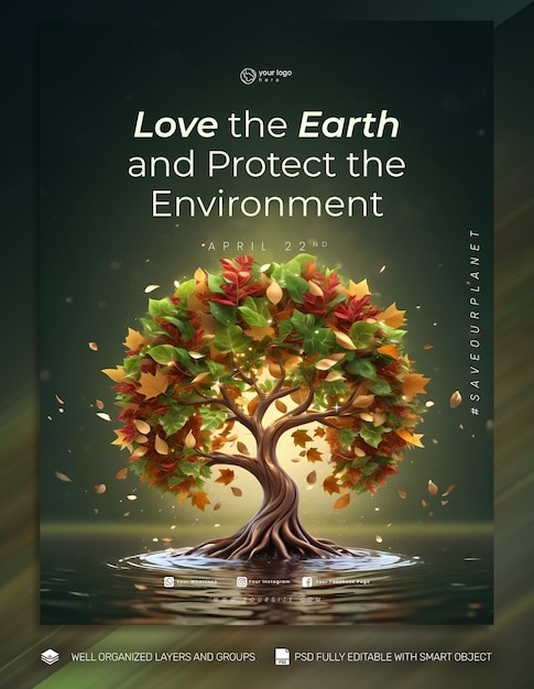 PSD TEMPLATE Poster and Flyer Earth Day social media post