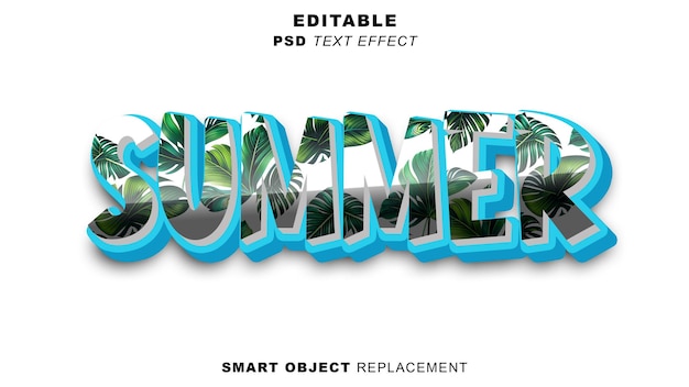 PSD psd text effect for summer vibes with palm trees on the background