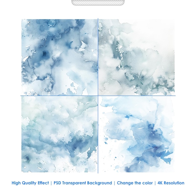 PSD Textured abstract sky with clouds Paint splash on white paper Ethereal template screen white background