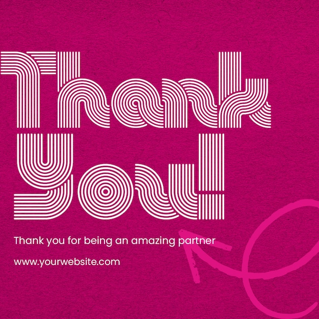 PSD Thank You Lettering Typography Design for Social Media Instagram Post