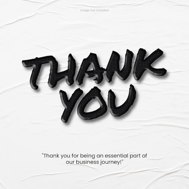 PSD Thank you typography on paper glued background instagram post template