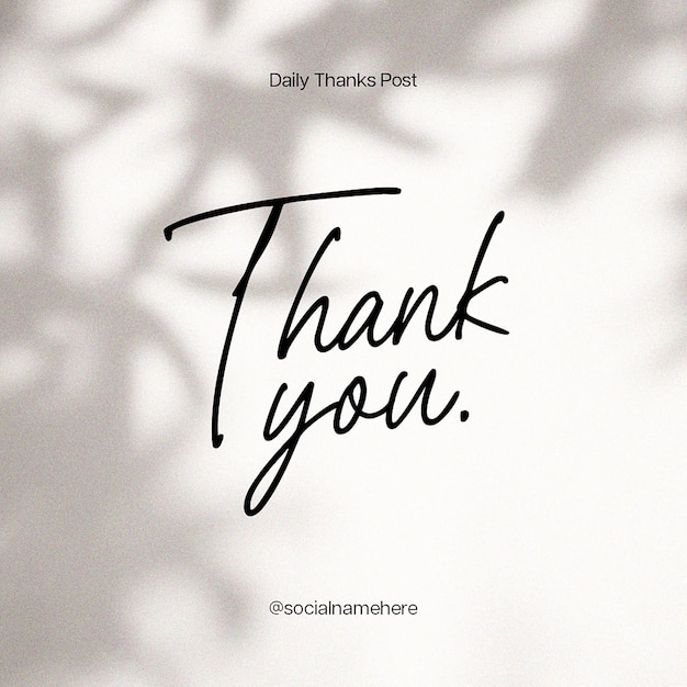 PSD psd thank you with wall background and shadow instagram post template