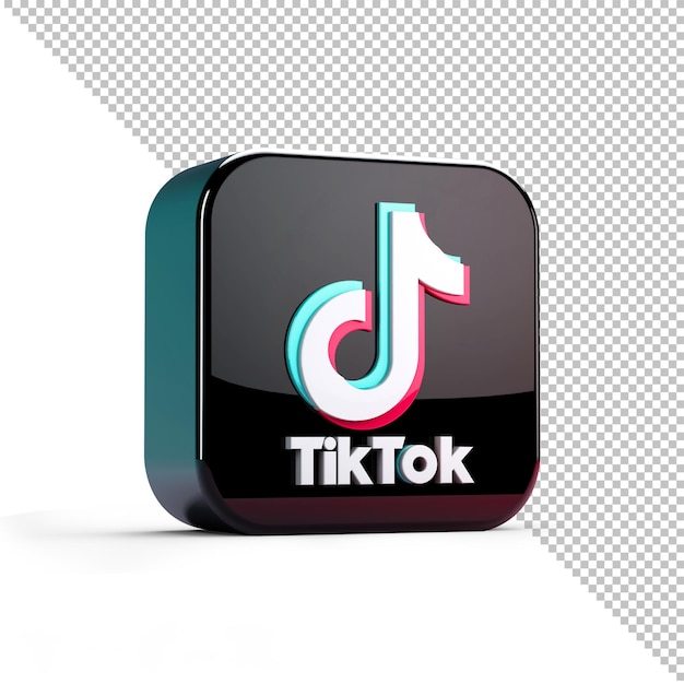 Psd TikTok logo icon 3d on a transparent realistic background