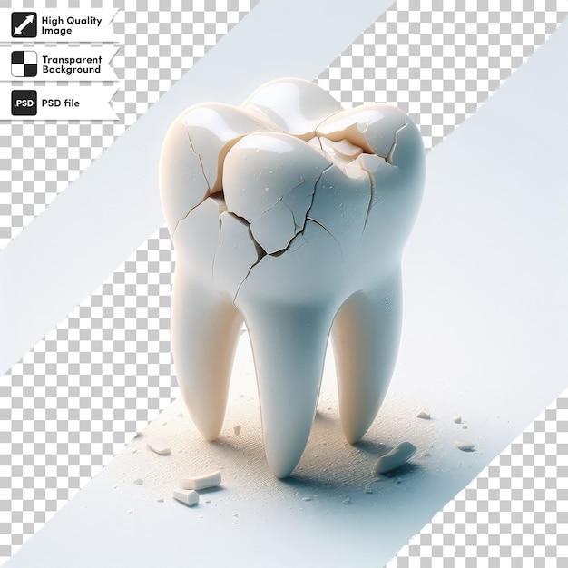 PSD tooth destroyed by caries on transparent background with editable mask layer