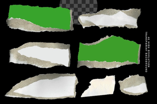 PSD psd torn paper set full transparent background