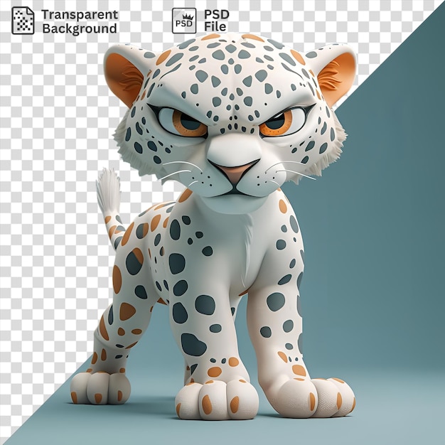 psd transparent background 3d cartoon leopon prowling on a isolated background