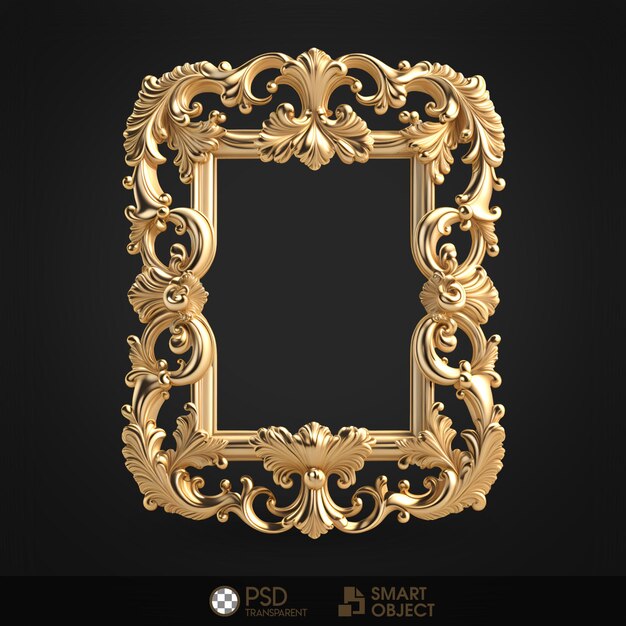 PSD psd transparent background baroque frame gold