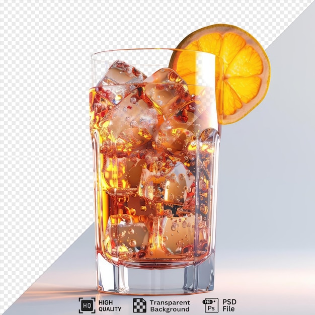 psd transparent background cocktail refreshing in a glass with ice cubes png