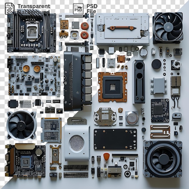 psd transparent background custom pc building components set on top of each other