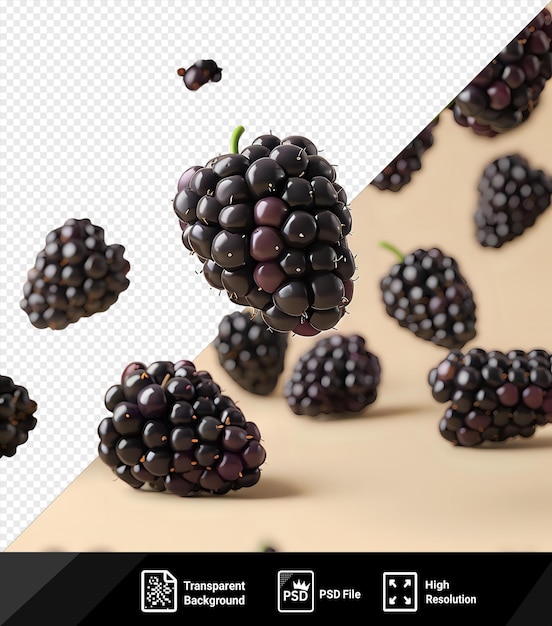 psd transparent background fresh blackberry falling mockup of a bunch of blackberries png