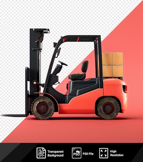 psd transparent background mockup of a forklift with boxes in the back png psd