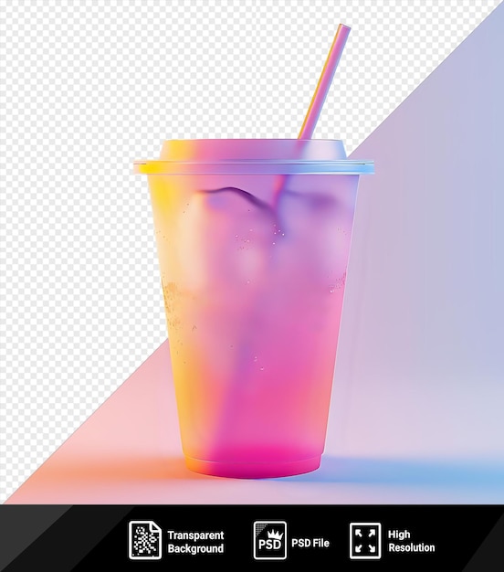 psd transparent background mockup of a soft drink container with straw png psd