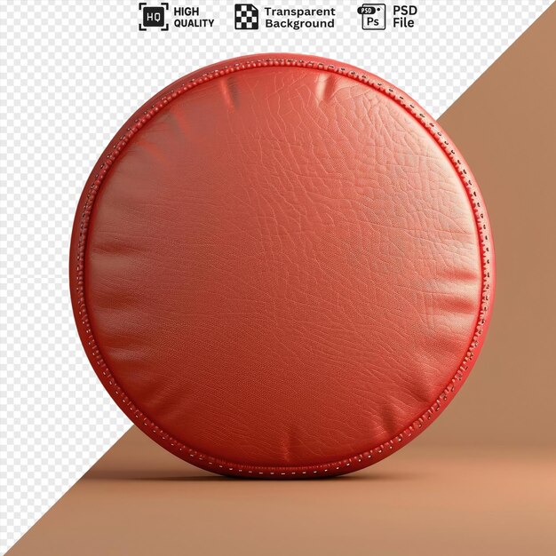 psd transparent background red leather speech circle bubble on a beige background png