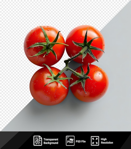 psd transparent background three fresh tomatoes mockup top view of three fresh tomatoes on a isolated background png