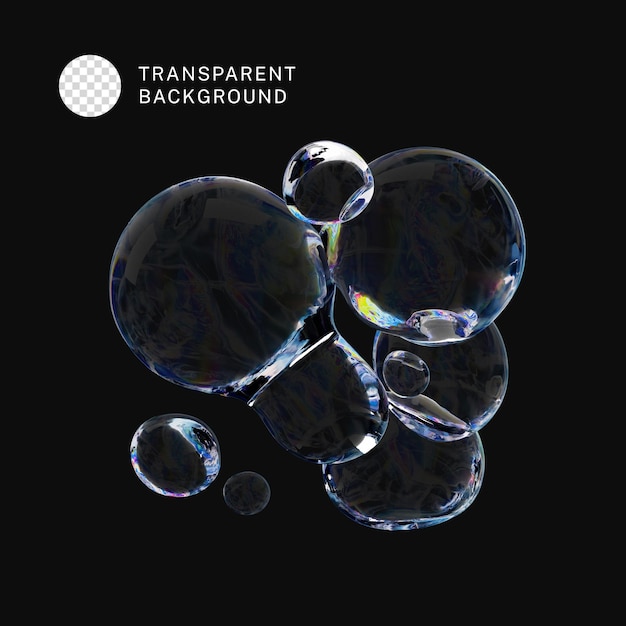 PSD transparent bubbles isolated 3d rendering