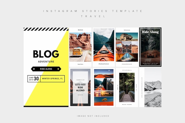 PSD psd travel adventure blog collection instagram stories template