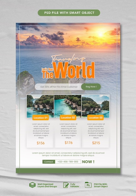 PSD psd travel agency or business flyer template