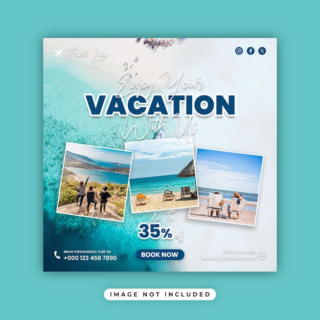 PSD travel and tour social media post instagram post template