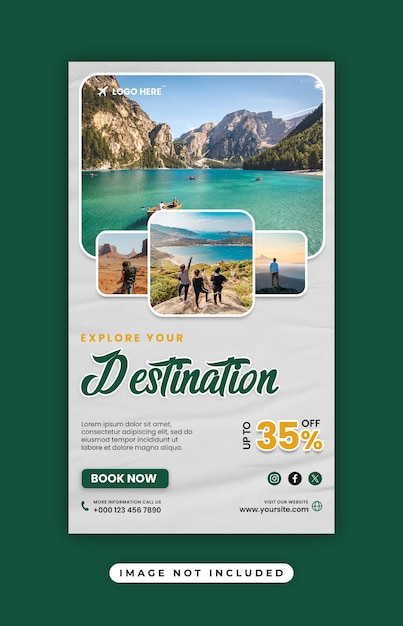 PSD travel and tour social media post instagram story template