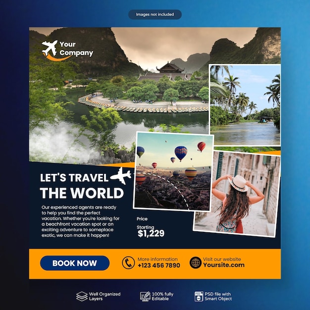 PSD Travel and Tourism Business Instagram post or social media post template