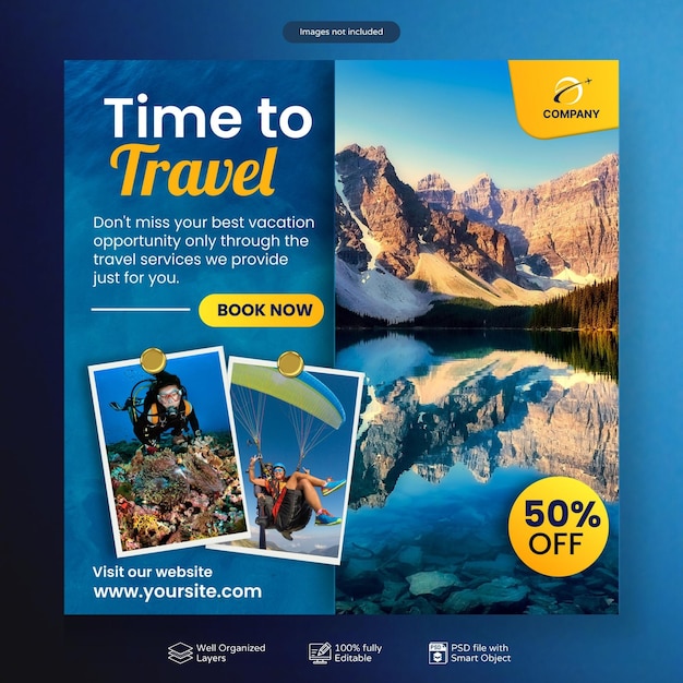 PSD Travel and Tourism Business Instagram post or social media post template