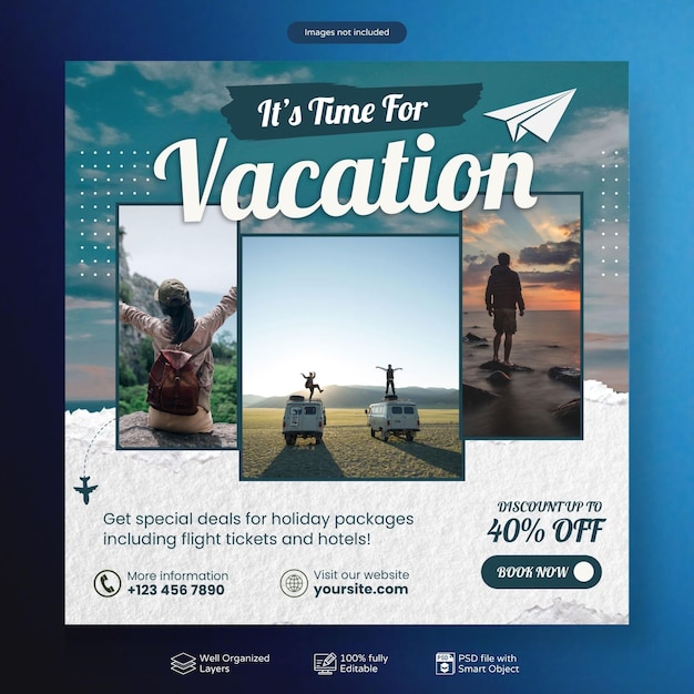 PSD travel and tourism business Instagram post or social media post template