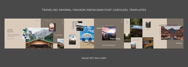 PSD psd traveling minimal fashion instagram post carousel template