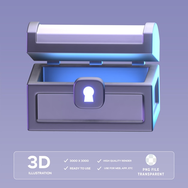 PSD treasure box 3D Illustration