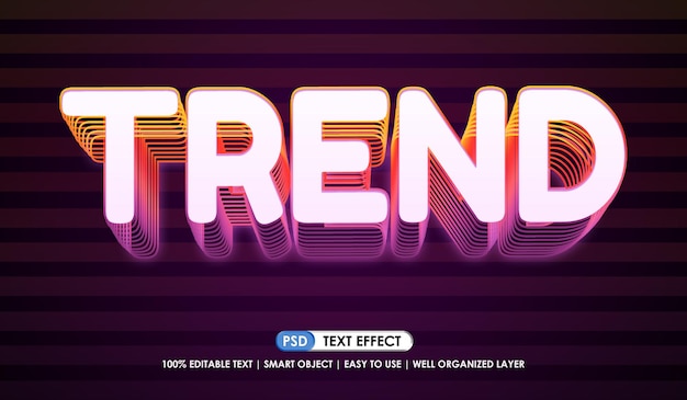 PSD Trend neon text effect editable modern style