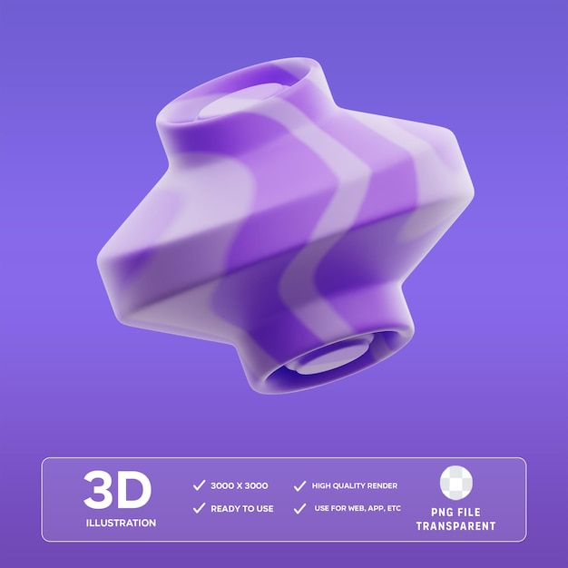 PSD tube gradient purple abstract shape 3D Illustration