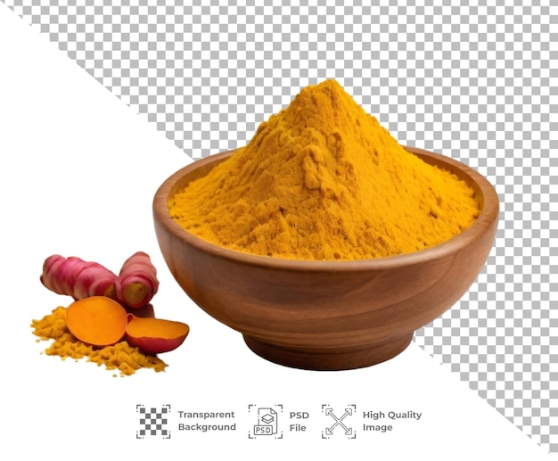 PSD Tumeric powder on wooden bowl