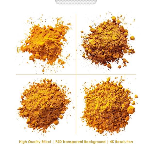 PSD psd turmeric powder on white background