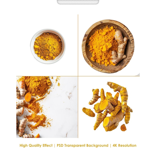 PSD Turmeric powder on white background