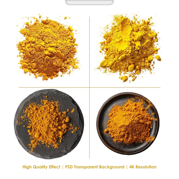 PSD Turmeric powder on white background