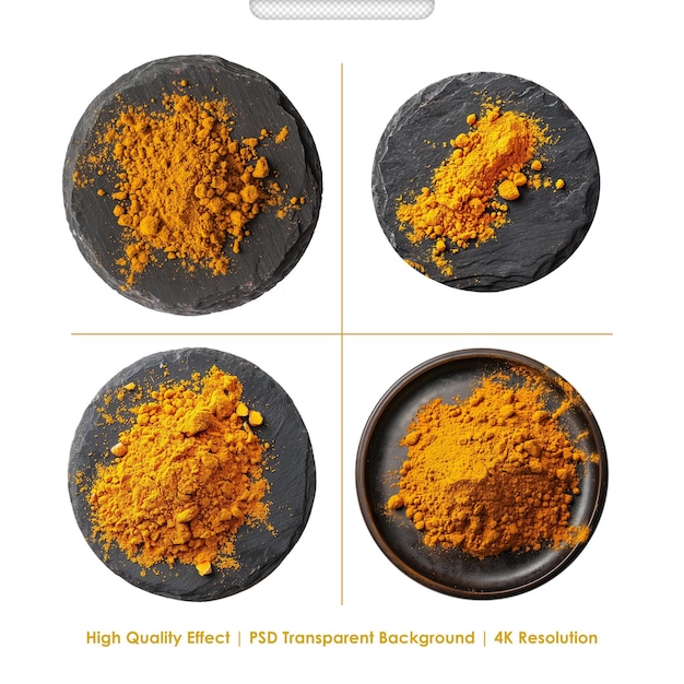 PSD Turmeric powder on white background