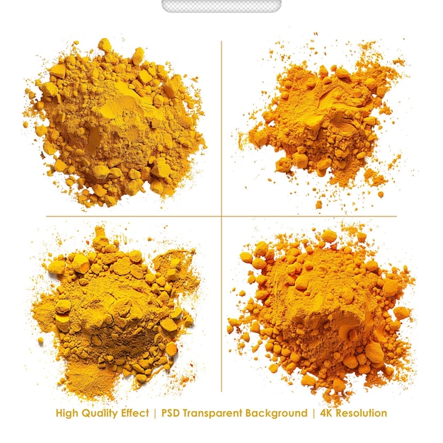 PSD Turmeric powder on white background