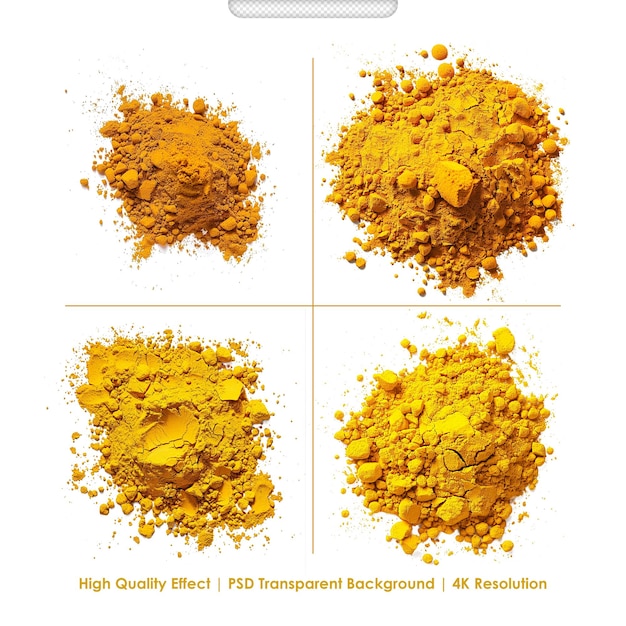 PSD Turmeric powder on white background