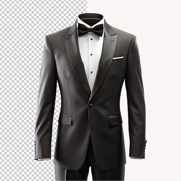 PSD of a tuxedo suit mockup on transparent background