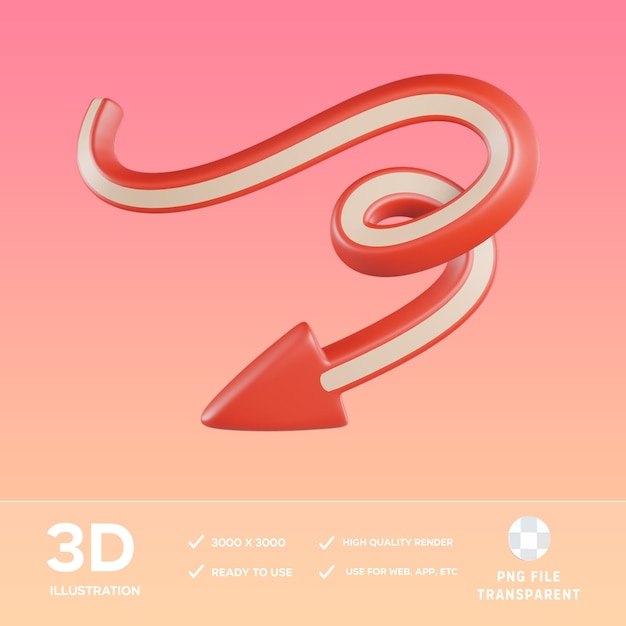 PSD psd twist down arrow 3d illustration