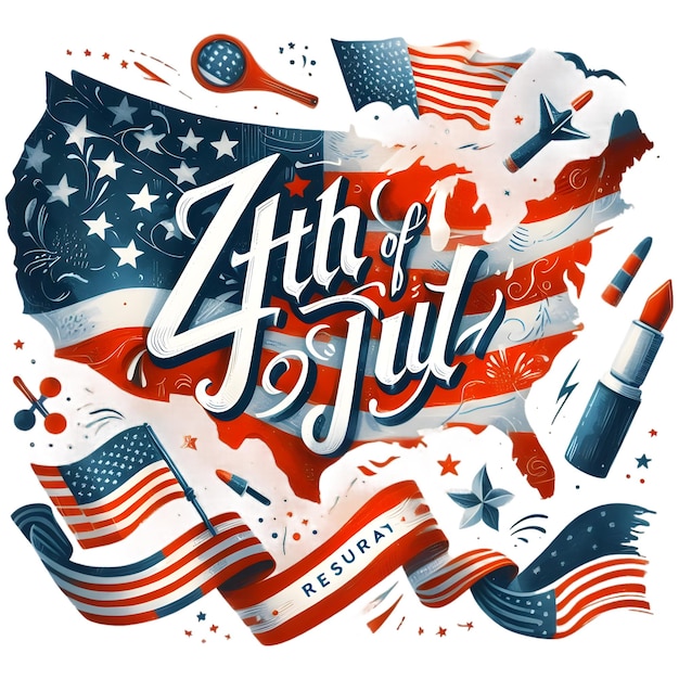 PSD Typography American Flag 4th July Sublimation