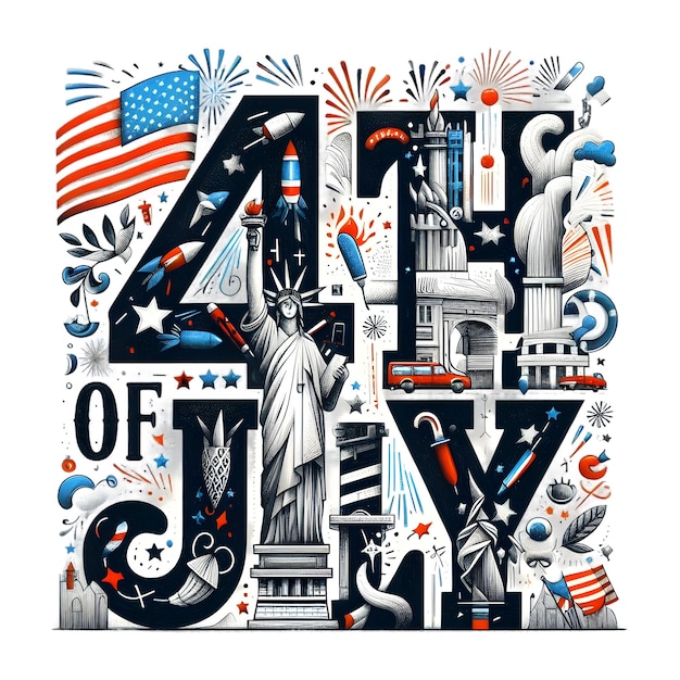 PSD Typography American Flag 4th July Sublimation