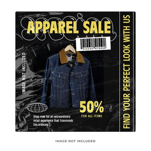 PSD urban apparel sale social media instagram post template