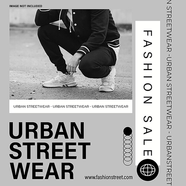 PSD psd urban streetwear on gray background instagram post template