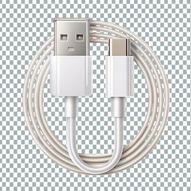 PSD usb cable on transparent background with editable mask layer