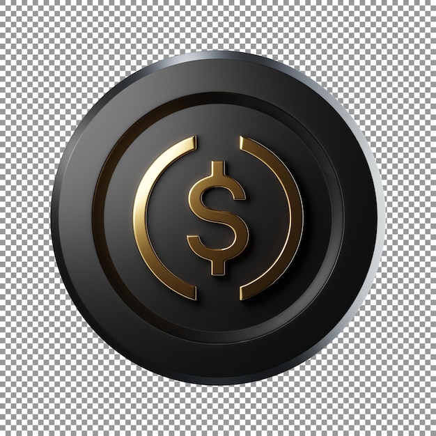 PSD psd usdc crypto coin icon 3d rendering front