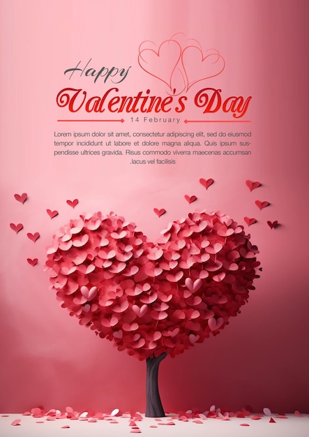 PSD Valentines Day flyer love tree creative design