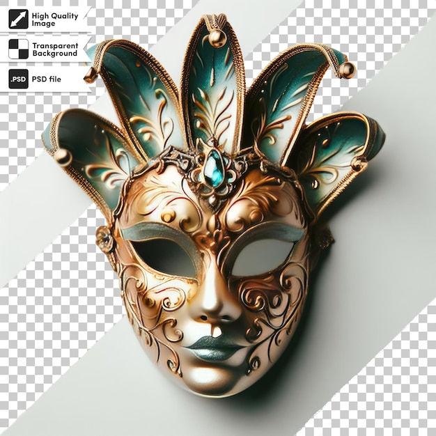 PSD venetian carnival mask on transparent background with editable mask layer